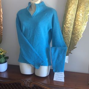 Mountain Hardwear womens teal blue v-neck wool blend pullover size Medium
